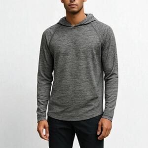 J. Crew Lightweight Performance Hoodie Heather Gray Long Sleeve Pullover Size M